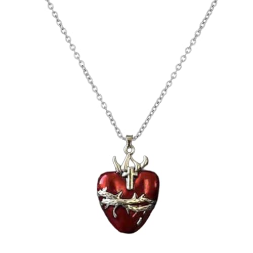 Sxett Modische Herz-Anhänger-Halskette mit Öltropfen-Detail, schöne Herz-Halskette, zartes Ketten-Accessoire, Wie beschrieben von Sxett