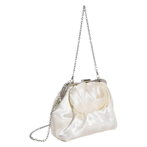 Sxett Modisches Accessoire für Damen, Rosen-Handtasche mit Handgelenk, Schultertasche für Damen, elegante Abendgarderobe, einzigartige Blumen-Clutch, weiß, One Size Sxett Modisches Accessoire für Damen, Rosen-Handtasche mit Handgelenk, Schultertasche für Damen, elegante Abendgarderobe, einzigartige Blumen-Clutch, weiß, One Size von Sxett