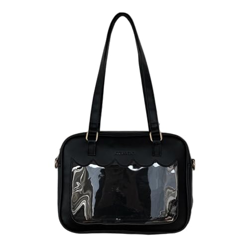 Sxett PU Crossbody Bag Cute Ita Bag Pin Display Bag Handtasche für verschiedene Anlässe, Schwarz , Large von Sxett