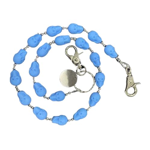 Sxett Retro Styles Blau Acryl Schädel Hosen Kette für Damen und Herren Mode Metall Accessoires Hip Hop Punk Schlüsselanhänger von Sxett