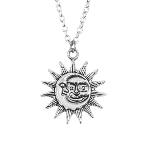 Sxett Schöne Halskette mit Opal eingelegter Sonne Mond Anhänger zierliche Schlüsselbeinkette modische Sonne Mond Hals Schmuck Ornament, 1, Wie beschrieben von Sxett