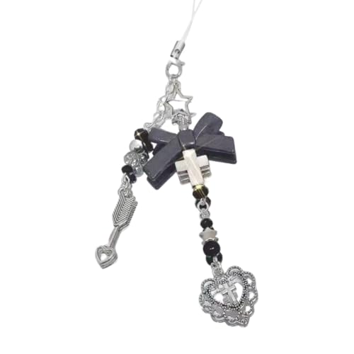 Sxett Stilvolle Handy-Halskette mit Schleife, Herz-Blumen-Charm-Anhänger, Schlüsselanhänger, Rucksack-Dekoration für Handy, Schlüsseltasche, Handy-Schlüsselband, Wie beschrieben von Sxett