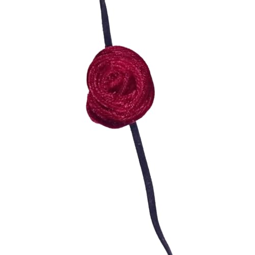 Sxett Stilvolle Rosenblüten-Halskette, Simulationsblumen-Halskette, Samt, Schlüsselbeinkette, auffälliges Choker-Accessoire, Wie beschrieben von Sxett
