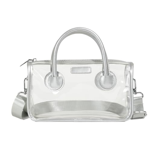 Sxett Transparente PVC-Handtasche, praktische und modische Umhängetasche für Damen, silber von Sxett