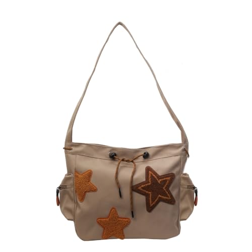 Sxett Umhängetasche mit großem Fassungsvermögen für Damen, Sternmuster, Umhängetasche, Kuriertasche, khaki, No pendant von Sxett