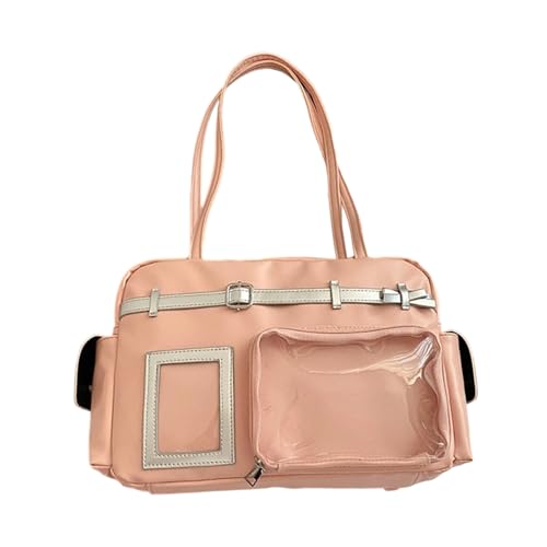 Trendige Anime-Themen-Schultasche, Schultertasche, PU-Rucksack, Crossbody-Tasche mit geräumigen Fächern für den täglichen Gebrauch, rose von Sxett