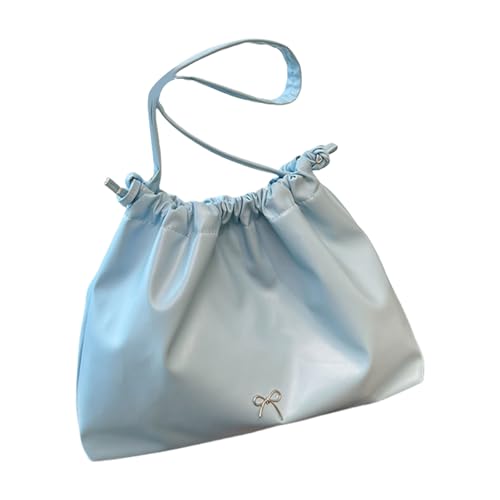 Übergroße Damen-Unterarmtasche aus weichem PU-Leder mit Kordelzug für den täglichen Gebrauch, blau von Sxett