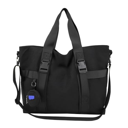 Unisex-Umhängetasche mit großem Fassungsvermögen, leicht, reißfest, Nylon, ergonomischer Schultergurt für Profis, Schwarz von Sxett