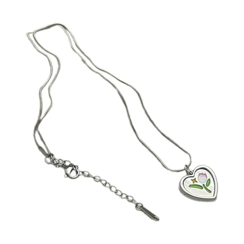 Verstellbare Liebesform Halskette Tulpen Herz Anhänger Schlüsselbeinkette Französischer Stil Schlüsselbeinkette Zubehör für Frauen, Wie beschrieben von Sxett
