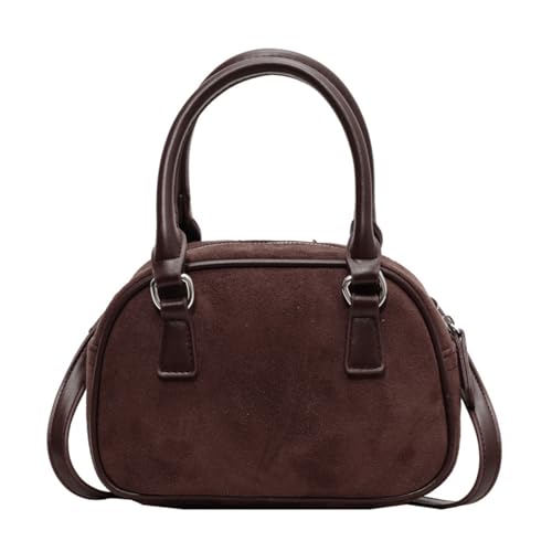 Vintage Umhängetasche aus Velourslederimitat für Damen, elegante Handtasche für Herbst und Winter, mit verstellbarem Riemen, Tragegriff oben, verstellbarer Riemen, coffee, One Size Vintage Umhängetasche aus Velourslederimitat für Damen, elegante Handtasche für Herbst und Winter, mit verstellbarem Riemen, Tragegriff oben, verstellbarer Riemen, coffee, One Size von Sxett