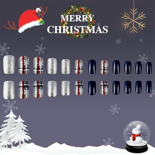 Weihnachtsdekoration zum Aufdrücken der Nägel, vollständige Abdeckung, Schneeflocken-Designs, falsche einfache Anwendung für festliche Anlässe, Schneeflocken-Muster Weihnachtsdekoration zum Aufdrücken der Nägel, vollständige Abdeckung, Schneeflocken-Designs, falsche einfache Anwendung für festliche Anlässe, Schneeflocken-Muster von Sxett