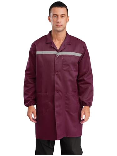 Sxiwei Arbeitskittel Herren Schutzkleidung Langarm Streifen Arbeitsmantel Werkstatt Arbeitsjacke Arbeitskleidung Berufsmantel Burgundy M Sxiwei Arbeitskittel Herren Schutzkleidung Langarm Streifen Arbeitsmantel Werkstatt Arbeitsjacke Arbeitskleidung Berufsmantel Burgundy M von Sxiwei