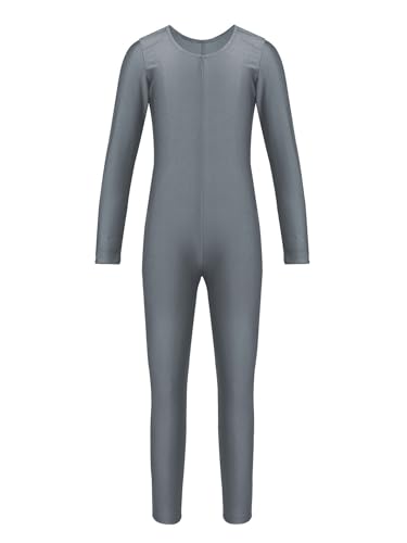 Sxiwei Ballettanzug Mädchen Langarm Turn Leotards Ballett Gymnastik Ganzkörper Jumpsuit Einteiliger Tanzbody Ballettbody Tanzbekleidung Grau 146-152 von Sxiwei
