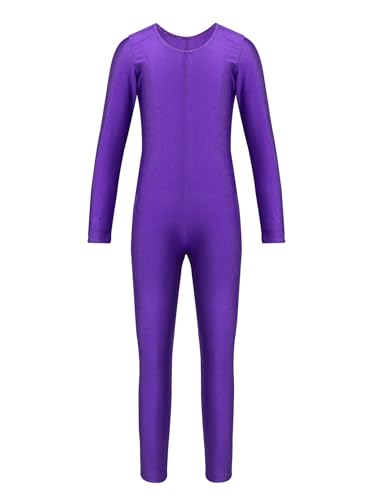 Sxiwei Ballettanzug Mädchen Langarm Turn Leotards Ballett Gymnastik Ganzkörper Jumpsuit Einteiliger Tanzbody Ballettbody Tanzbekleidung Violett 146-152 von Sxiwei