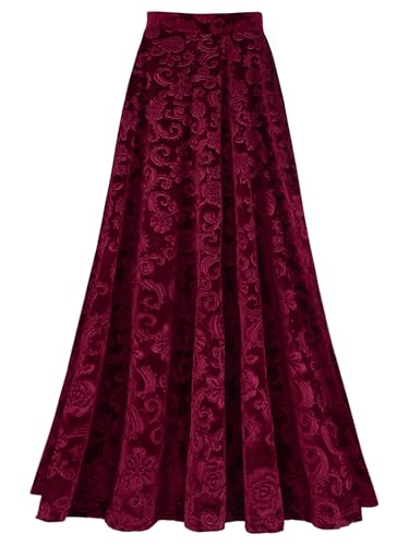 Sxiwei Frauen Floral Maxi Rock Retro Samt Party Rock Hohe Taille A-Linie Winterrock Faltenrock Lang Festival Rock Rot M Sxiwei Frauen Floral Maxi Rock Retro Samt Party Rock Hohe Taille A-Linie Winterrock Faltenrock Lang Festival Rock Rot M von Sxiwei