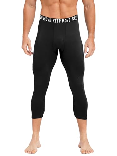 Sxiwei Kompressionshose Herren Tight Lange Unterhose Laufhose Schnelltrocknende Kompression Hose für Fitness Gym Joggen Schwarz XL von Sxiwei