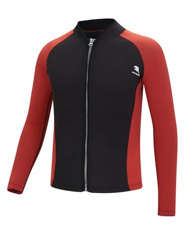 Sxiwei Neoprenanzug Oberteil Männer Jacke 2 mm Neopren Langärmeliges Hemd Sommer Tauchen Anzug für Wasser Sport Schwarz Rot XXL von Sxiwei