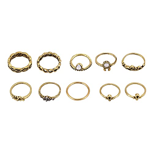 Sxmrmnx 10 Teil/Satz Frauen Punk Vintage Knuckle Ringe Ethnische Hippie Joint Ring Schmuck Set Geschenk Gold Sxmrmnx 10 Teil/Satz Frauen Punk Vintage Knuckle Ringe Ethnische Hippie Joint Ring Schmuck Set Geschenk Gold von Sxmrmnx