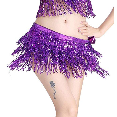 Sxmrmnx Bauchtanz-Huefttuch Fuer Damen Performance-Outfits Rock Festival-Kleidung (Lila) von Sxmrmnx