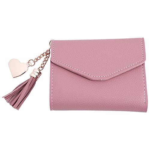 Sxmrmnx Frauen Einfache Leder Brieftasche Quaste GeldböRse Kartenhalter 2 (Dunkelrosa) von Sxmrmnx