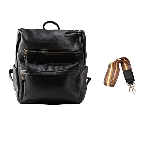 Sxmrmnx Frauen Rucksack Große Schultaschen für Teenager-MäDchen UmhäNgetasche Vintage PU Leder RucksäCke Multifunktions-Freizeitreiserucksack von Sxmrmnx