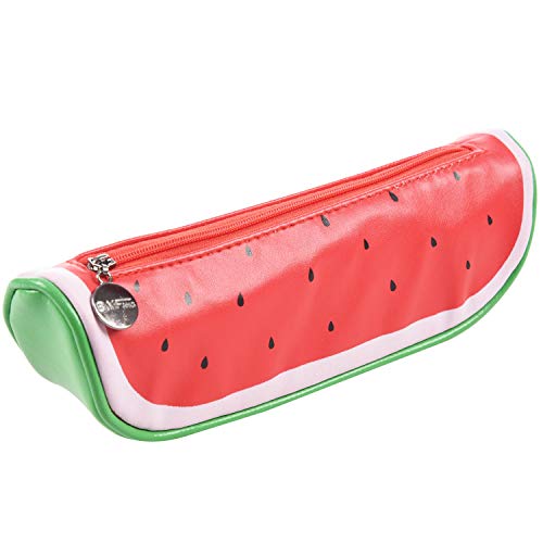 Sxmrmnx Hohe QualitäT Schulbedarf Nette OriginalitäT Obst Muster FedermäPpchen Pu-Leder Bleistiftbeutel Cartoon Aufbewahrungstasche (Wassermelone) von Sxmrmnx