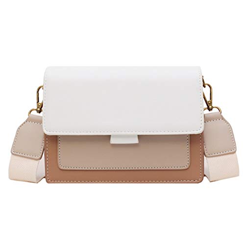 Sxmrmnx Kontrastfarbe Leder UmhäNgetaschen für Frauen Handtasche Mode Einfache Schulter Einfache Tasche (Khaki) von Sxmrmnx
