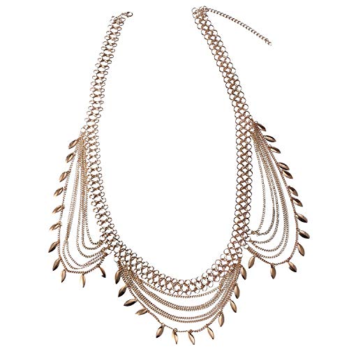 Sxmrmnx Quaste Charme Bauchtanz Taille KöRper Kette Piercing Sexy Bikini Sommer Strand GüRtel Schmuck Silber Gold von Sxmrmnx