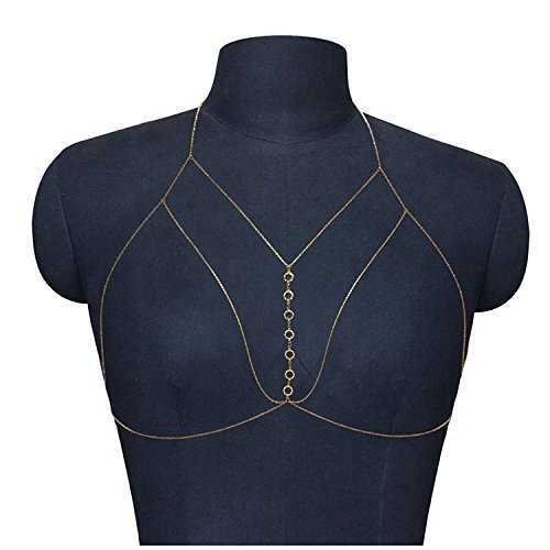Sxmrmnx Sexy Bikini Bralette Chain Harness Halskette Crossover Body Chain Für Frauen Gold Sxmrmnx Sexy Bikini Bralette Chain Harness Halskette Crossover Body Chain Für Frauen Gold von Sxmrmnx