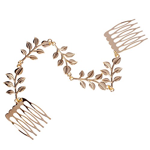 Sxmrmnx Sxmrmnx (R) Frauen Gold-Toenung Blaetter Kette Ponyfrisur-Haar-Kamm Stulpe-Kopfbuegel von Sxmrmnx