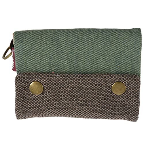 Sxmrmnx Unisex MäNner Frauen Drei Schicht Gefaltete Manuelle Leinwand Brieftasche Tasche mit Multi-Kartenhalter, Junge MäDchen Multifunktions-GeldböRse (GrüN) von Sxmrmnx