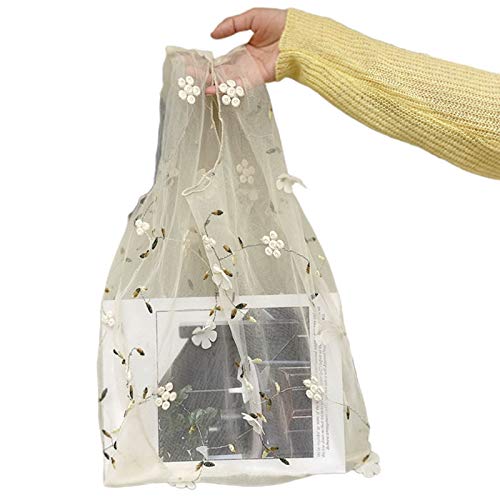 Sxmrmnx Weibliche Blumenstickerei Handtasche Organza Casual Tote Mesh Einkaufstaschen Frauen Handtaschen Aprikose Sxmrmnx Weibliche Blumenstickerei Handtasche Organza Casual Tote Mesh Einkaufstaschen Frauen Handtaschen Aprikose von Sxmrmnx