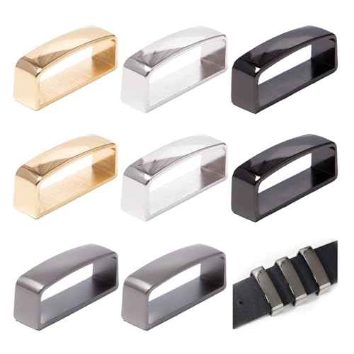 Sxutop 8 Stück Gürtelschnalle Herren 40mm Gürtelschlaufenhalter Gürtelschlaufe aus Zinklegierung Rechteckiger Gürtelschlaufe von 4 Farben für 38-40 mm Breite Gürtel (43×12×18mm) von Sxutop