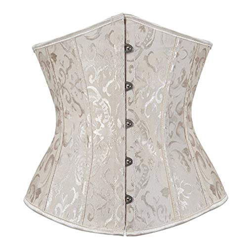 Sxybox Damen Satin Lace Up Korsett Unterbrust Waist Trainer Corsage Bustiers Shapewear,Khaki,4XL von Sxybox