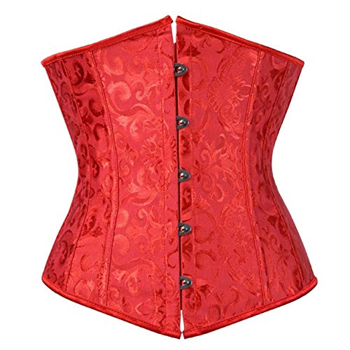 Sxybox Damen Satin Lace Up Korsett Unterbrust Waist Trainer Corsage Bustiers Shapewear,Rot,M von Sxybox