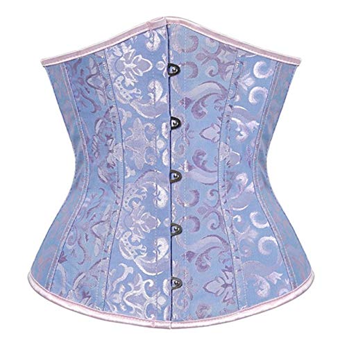 Sxybox Damen Satin Lace Up Korsett Unterbrust Waist Trainer Corsage Bustiers Shapewear,Blau,2XL von Sxybox