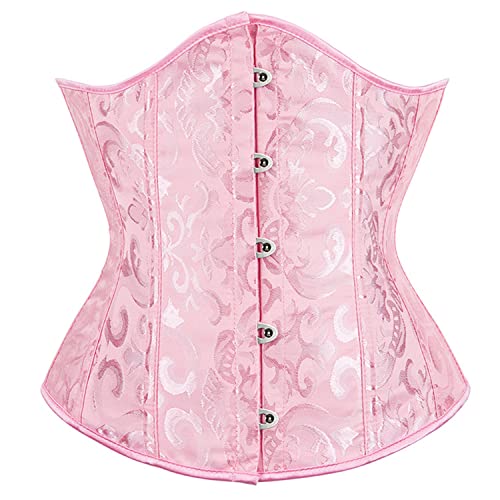 Sxybox Korsett Damen Unterbrust Schnüren Corsage Bustiers für Halloween und Karneval,Rosa,S von Sxybox