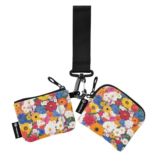 Beauty Spring Flowers Florida Tickseed (2) Damen Münzgeldbörsen Kartenetuis klein abnehmbare Kreditkartenetui mit Schlüsselanhänger für den täglichen Gebrauch 2 Stück billetera de Mujer para tarjetas von SyXIOP