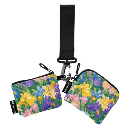 Beauty Spring Flowers Tennessee Iris_1 Damen Geldbörsen Kartenetuis Slim Abnehmbare Kleingeld Geldbörse Schlüsselhalter mit Reißverschluss Münzfach für den täglichen Gebrauch 2 Stück Tarjeteros para von SyXIOP
