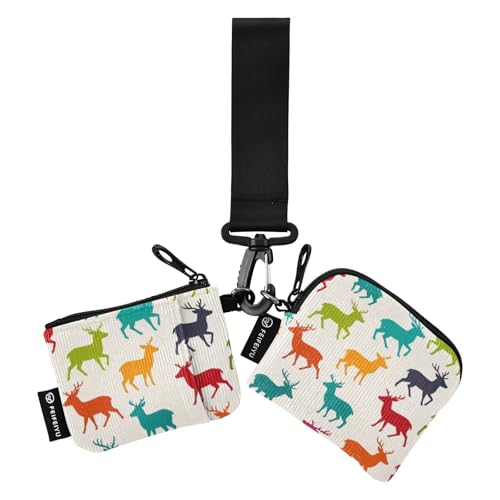 Beige Cartoon Hirsch Elch Silhouette Damen Münzgeldbörse Kartenhalter Minimalistische Reißverschluss Geldbörse Münztasche mit Schlüsselanhänger für den täglichen Gebrauch 2 Packungen estuche para Beige Cartoon Hirsch Elch Silhouette Damen Münzgeldbörse Kartenhalter Minimalistische Reißverschluss Geldbörse Münztasche mit Schlüsselanhänger für den täglichen Gebrauch 2 Packungen estuche para von SyXIOP
