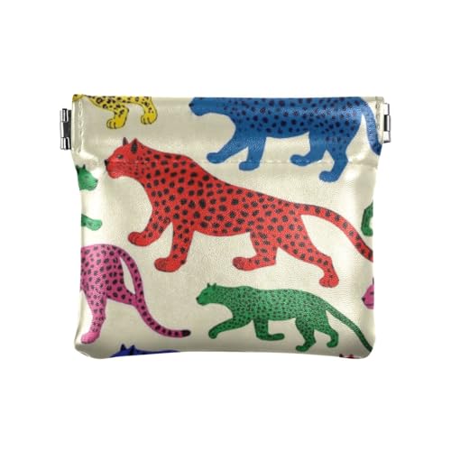 Beige Cartoon Leopard Silhouette Mode Frauen Leder Münzgeldbörse Tragbare Make-up Periode Tasche für Männer Frauen Reise Guarda Monedas Para Carro von SyXIOP