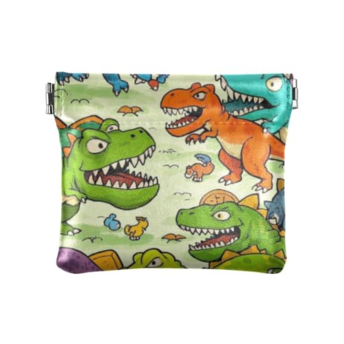 Beigefarbene gruselige Dinosaurier-Silhouette, modisch, PU-Leder, Kleingeldbörse, tragbare Make-up-Tasche, Wechselgeldbörse für Damen, mondero para carro von SyXIOP