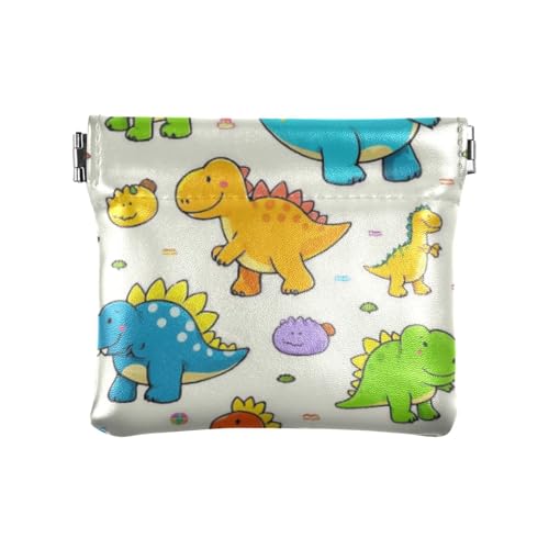 Beigefarbene süße Dinosaurier-Münzgeldbörse für Damen, PU-Leder, einzigartige Mini-Kartenhalter, Geldbörse für Frauen, de Mujer para monedas von SyXIOP
