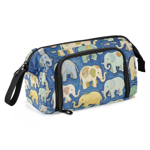 Blauer Elefant Kunst Malerei Schule Federmäppchen Große Kapazität Coole Federmäppchen mit Griff für Schüler Mittelschule Blauer Elefant Kunst Malerei Schule Federmäppchen Große Kapazität Coole Federmäppchen mit Griff für Schüler Mittelschule von SyXIOP
