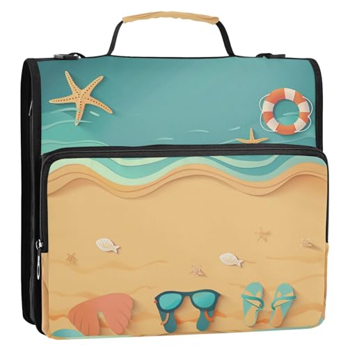 Blue Beach 3,8 cm große 3-Ring-Schulmappe mit Reißverschluss und Griff und abnehmbarem Schultergurt, einfach zu tragen, Schulordner, Organizer, geeignet für Mittelschule, Organizador de la carpeta Blue Beach 3,8 cm große 3-Ring-Schulmappe mit Reißverschluss und Griff und abnehmbarem Schultergurt, einfach zu tragen, Schulordner, Organizer, geeignet für Mittelschule, Organizador de la carpeta von SyXIOP