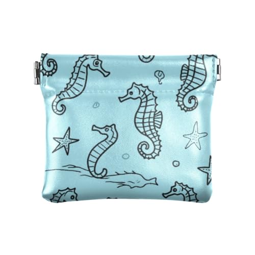Blue Ocean Seepferdchen Mode Damen Kleine Leder Münzgeldbörse Dekorative Mini Münzbörse Beutel für Frauen Mondero Chico Para Monedas von SyXIOP