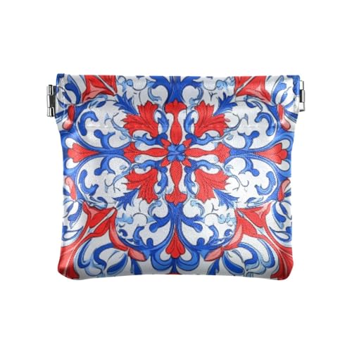 Böhmische rote und blaue Blumen Mode Damen Leder Münzgeldbörse Einzigartige Karte Schlüssel Organizer für Männer Frauen Reise monderos de Mujer para monedas von SyXIOP