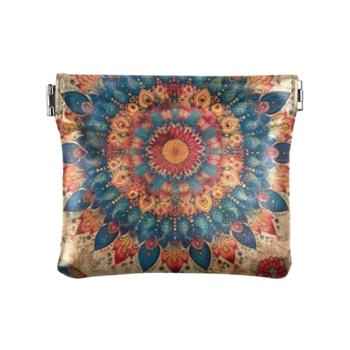 Boho Retro Mandala Pfau Muster Mode Damen Kleine Leder Münzgeldbörse Fancy Mini Münzbörse Beutel für Frauen Portamonedas Para von SyXIOP