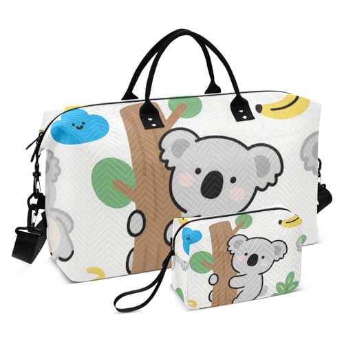 Bolsa para viajar Kulturbeutel mit süßem Cartoon-Motiv, Koala, dekorative Übernachtungstasche, Sporttasche, Turnbeutel mit Kulturbeutel, 2-teiliges Set von SyXIOP