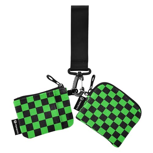 Buffalo Plaid Check Black Lime Green Dual Wristlet Wallets for Women Thin Flat Card Wallet Money Organizer with Zipper Coin Pocket for Lady 2 Pcs para Meter tarjetas de credito von SyXIOP